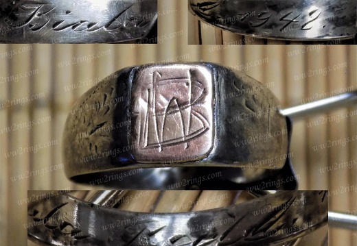 "Biala Podlaska 1942" - silver ww2 monogram ring