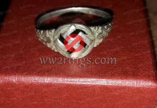 NSDAP sympathizer ring - silver, oak leaves, hollow 01