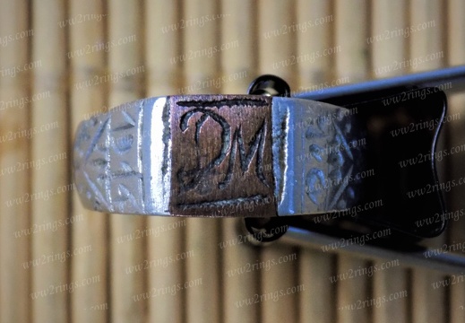 Aluminium - brass trench art ring; zákopový prsten WW1