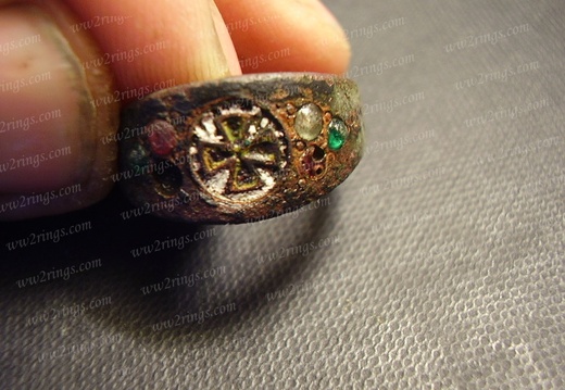 Cross brass stones WW1 ring